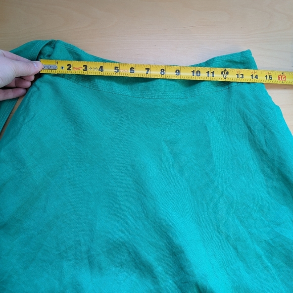 ZARA Women Midi Lenght Green Skirt Size M 100% Linen Waist Bow Side Zipper - Picture 8 of 10